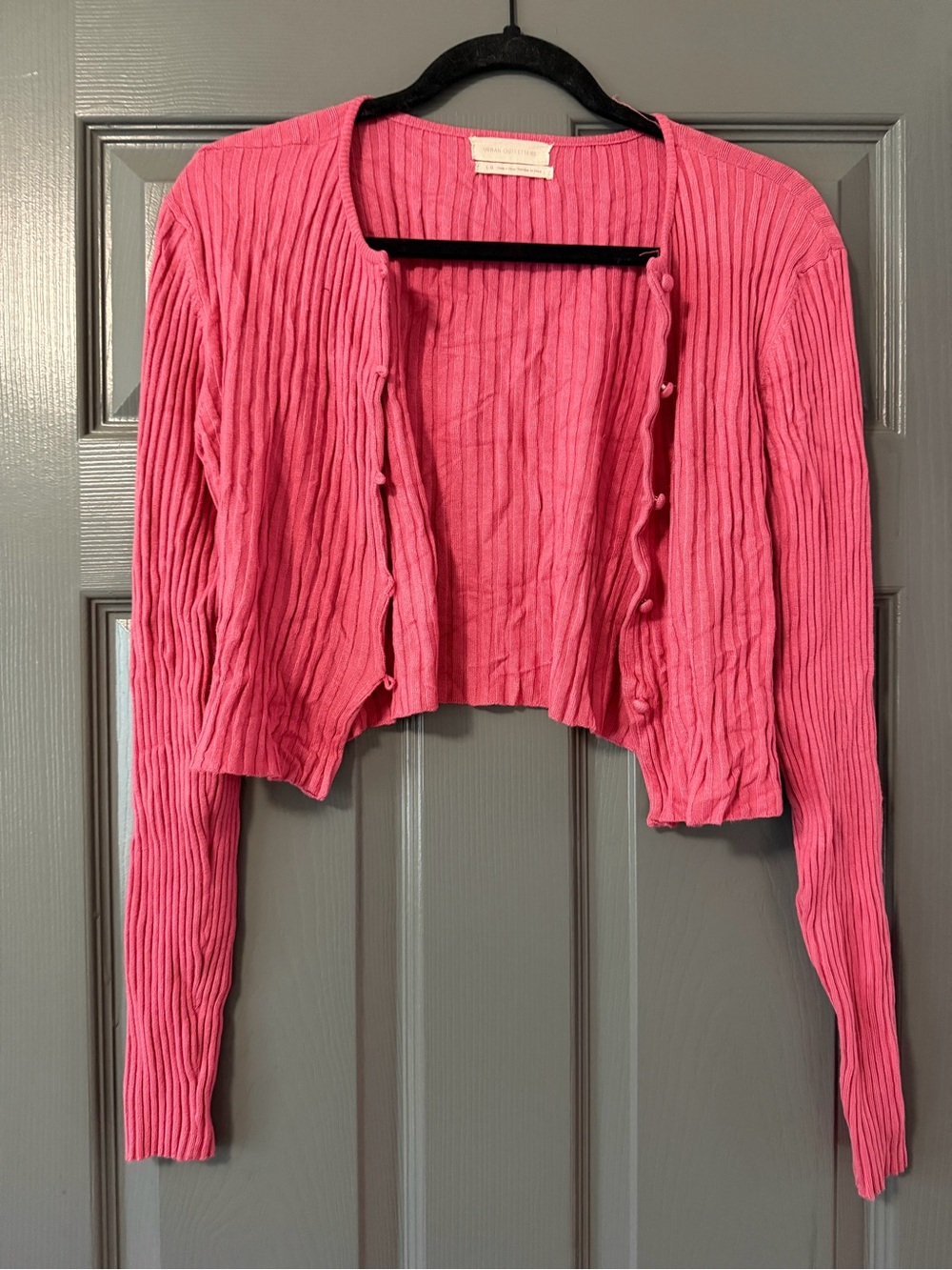 Pink Ribbed Cropped Cardigan urban outfitters size 11 - Picture 1 of 3